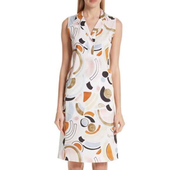 Lafayette 148 Ruby Lyrical Curves Shirt Dress in Cloud Multi Size 14 - Picture 1 of 8